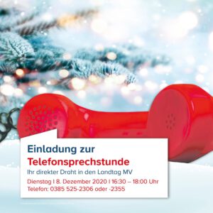 Telefonsprechstunde am 8.12.2020